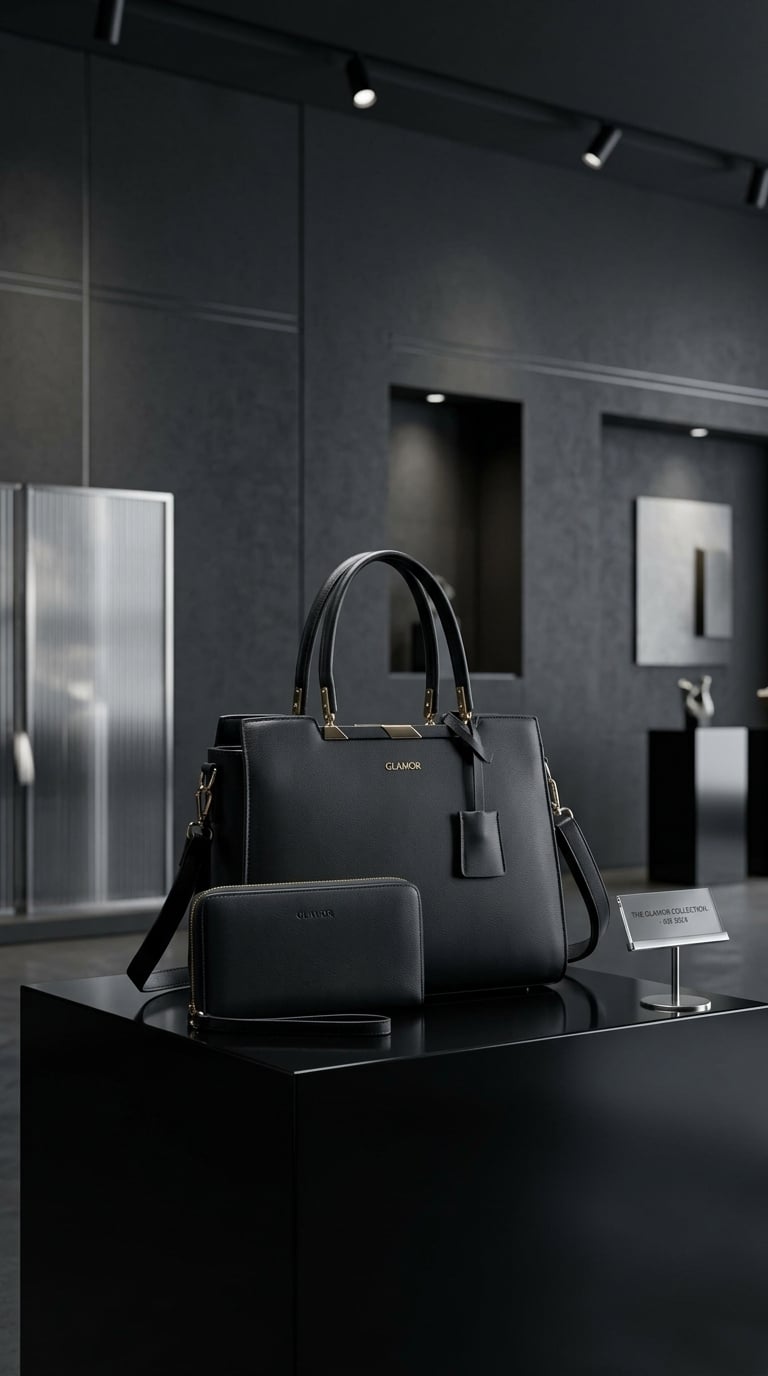 Sac à main Noir Cuir Grainé & Détails Dorés