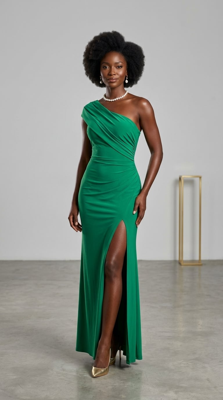 Robe de Soirée "Émeraude Fatale" Asymétrique