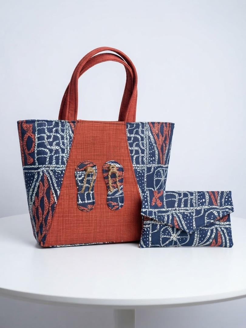 Ensemble Sac Tote et Pochette en Tissu pagne Africain 1